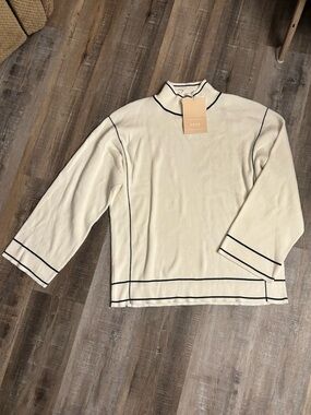 NWT SABO Cream Knit Top with Black Trim